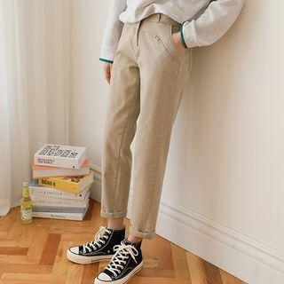 Seam-trim Washed Baggy Pants
