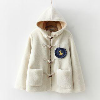 Dog Embroidered Hooded Toggle Jacket/ Print Tie/ Shirt/ Set
