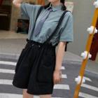 Suspender Wide Leg Shorts Black - One Size