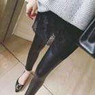 Faux Leather Legging Inset Lace Skirt