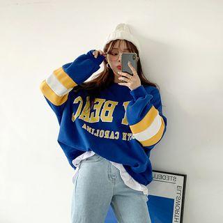 Letter Layered-hem Oversized Pullover