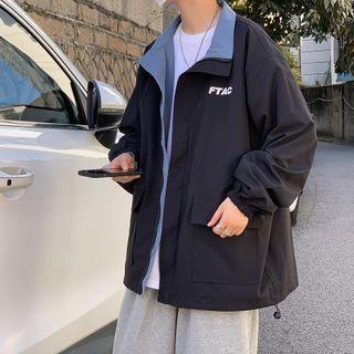 Lettering Print Two Way Jacket