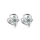 925 Sterling Silver Simple Mini Fashion Creative Hollow Out Heart Shape Earrings With Cubic Zircon Silver - One Size