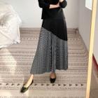 Houndstooth Panel Midi Skirt Black - One Size