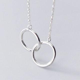 925 Sterling Silver Interlocking Hoop Pendant Necklace S925 Silver - One Size