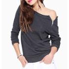 Long-sleeve Off Shoulder T-shirt