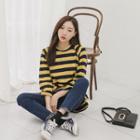 Raglan-sleeve Stripe Knit Top