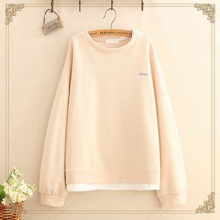 Angel Embroidered Round-neck Sweatshirt