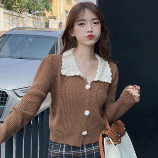 Contrast Collared Cardigan