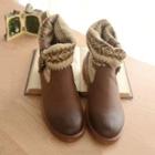 Chunky Heel Patterned Panel Ankle Boots
