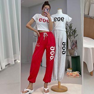 Set: Letter Cropped T-shirt + Jogger Pants