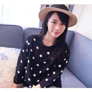 Floral Print 3/4-sleeve Top