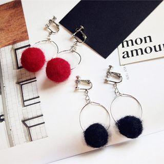 Pompom Hoop Clip-on Earrings