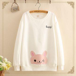 Patched Round-neck Long-sleeve Top