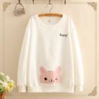 Patched Round-neck Long-sleeve Top