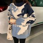Print Sweater Blue & White - One Size