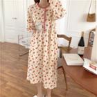 Long-sleeve Floral Print Midi Sleep Dress