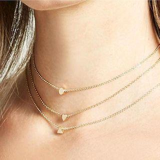 Gold Leaf Pendant Layered Choker Gold - One Size