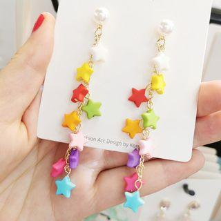 Faux Pearl Star Dangle Earring 1 Pair - As Shown In Figure - One Size