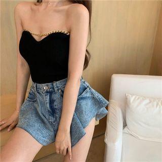 Chain Strap Knit Tube Top