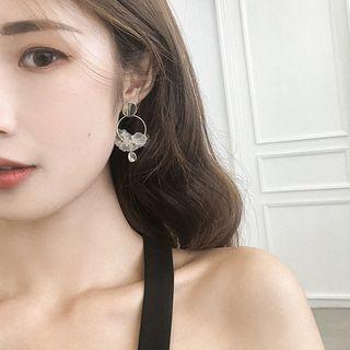Acrylic Flower Hoop Dangle Earring Gold Plating - Silver Needle - As Shown In Figure - One Size