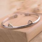 925 Sterling Silver Cat Open Bangle