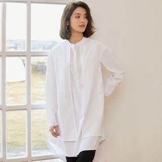 Mock Two-piece Henley Shirt White - One Size