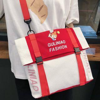 Convertible Cartoon Print Buckled Backpack