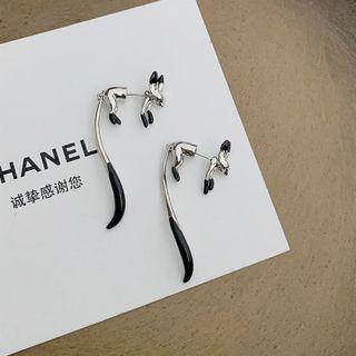 Fox Swirl Alloy Dangle Earring 1 Pair - Silver & Black - One Size