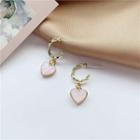 Heart Drop Earring 1 Pair - Gold & Light Purple - One Size