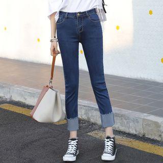 Cuffed Hem Slim-fit Jeans