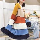 Striped Long-sleeve Knit Cardigan