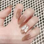 Cat Eye Stone Butterfly Pointed Faux Nail Tips 153 - Glue - As Shown In Figure - One Size