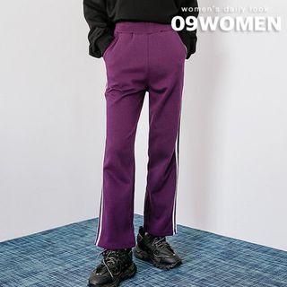 Plus Size Contrast-trim Straight-cut Sweatpants