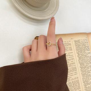 Rhinestone Heart Ring Gold - One Size