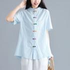 Short-sleeve Frog Button Top