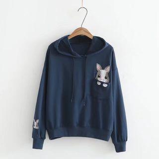 Embroidered Rabbit Long-sleeve Hoodie