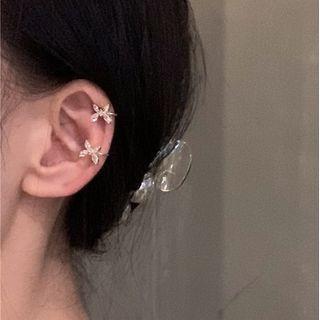 Butterfly Rhinestone Cuff Earring 1 Pair - Gold - One Size