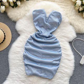 Sleeveless V-neck Ruched Dress