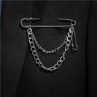 Chain Safety Pin Brooch Silver - One Size