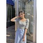 Square-neck Puff-shoulder Floral Top