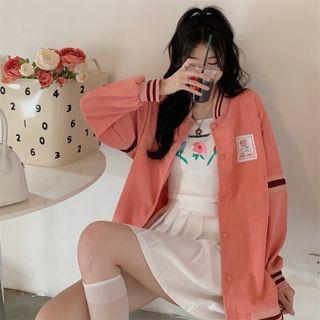 Flower Embroidered Button-up Jacket