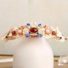 Retro Pearl Hair Comb 1 Pc - Gold & Blue - One Size