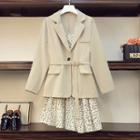 Spaghetti Strap Floral Print Dress / Blazer / Set