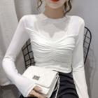 Mock Two-piece Long-sleeve Ruched T-shirt