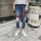 Plaid Applique Jeans