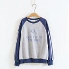 Embroidered Raglan Sweatshirt Blue - One Size