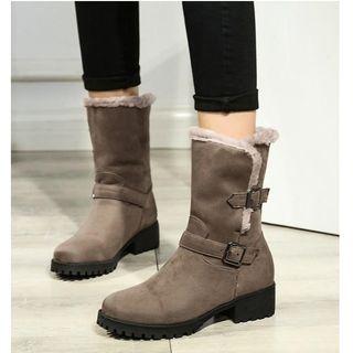 Belted Snow Mid-calf Boots