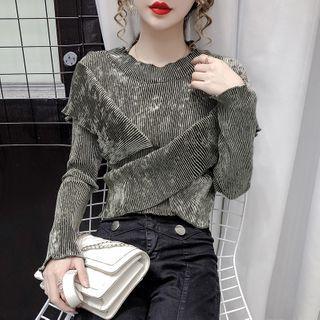 Ruffled Velvet Ribbed Blouse