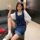 Denim Wide Leg Jumper Shorts Jumper Shorts - Denim Blue - One Size